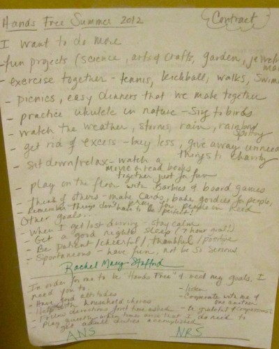My "Hands Free" Summer Contract 2012